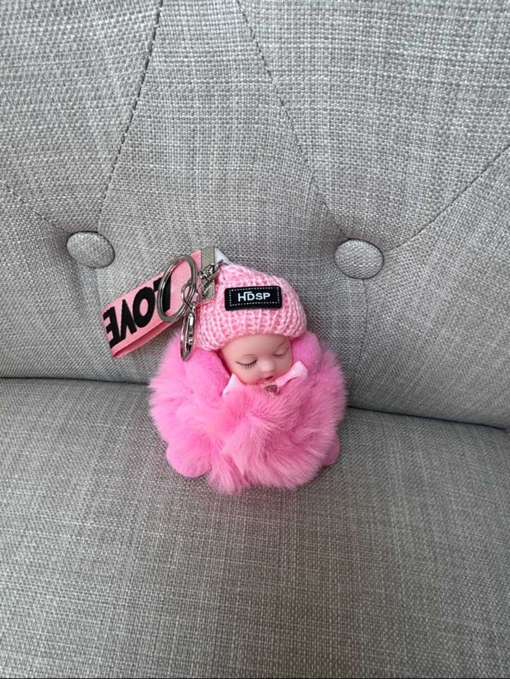 Pink Fur Baby Doll Keychain (HDSP Patch)
